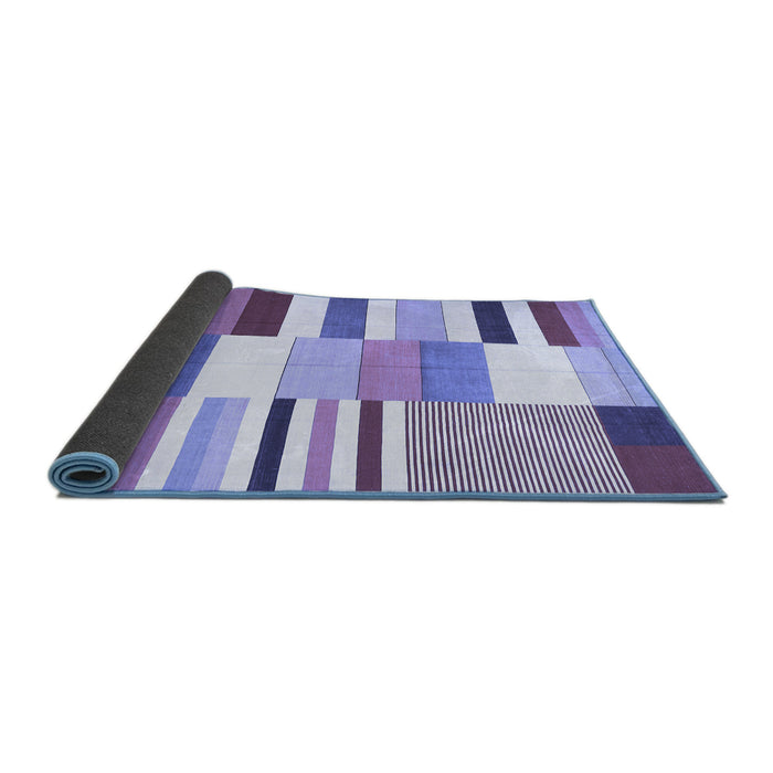 Sideview of Patchwork Blue Transitional Rug, con678blu