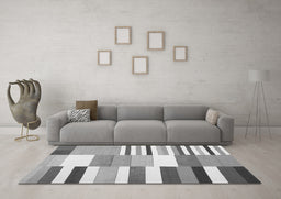 Machine Washable Patchwork Gray Transitional Rug in a Living Room,, wshcon678gry