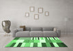 Machine Washable Patchwork Emerald Green Transitional Area Rugs in a Living Room,, wshcon678emgrn