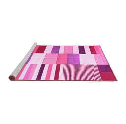 Sideview of Machine Washable Patchwork Pink Transitional Rug, wshcon678pnk