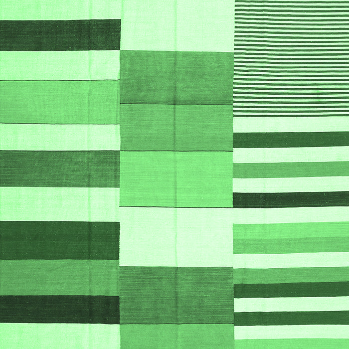 Machine Washable Patchwork Emerald Green Transitional Area Rugs, wshcon678emgrn