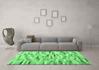 Machine Washable Abstract Emerald Green Contemporary Rug, wshcon679emgrn