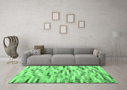 Machine Washable Abstract Emerald Green Contemporary Area Rugs in a Living Room,, wshcon679emgrn