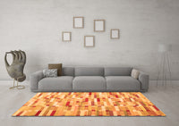 Machine Washable Abstract Orange Contemporary Rug, wshcon679org