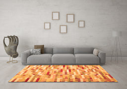 Machine Washable Abstract Orange Contemporary Area Rugs in a Living Room, wshcon679org