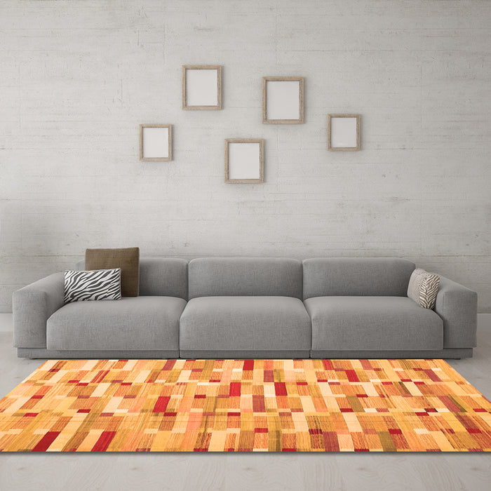 Machine Washable Abstract Orange Contemporary Area Rugs in a Living Room, wshcon679org