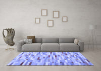 Machine Washable Abstract Blue Contemporary Rug, wshcon679blu