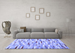 Machine Washable Abstract Blue Contemporary Rug in a Living Room, wshcon679blu