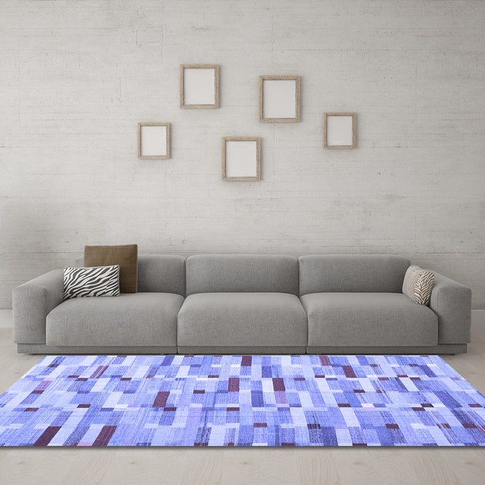 Machine Washable Abstract Blue Contemporary Rug in a Living Room, wshcon679blu