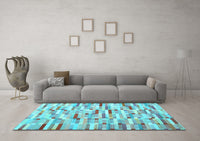 Machine Washable Abstract Light Blue Contemporary Rug, wshcon679lblu