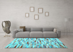 Machine Washable Abstract Light Blue Contemporary Rug in a Living Room, wshcon679lblu