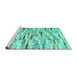 Sideview of Machine Washable Abstract Turquoise Contemporary Area Rugs, wshcon679turq