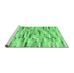 Sideview of Machine Washable Abstract Emerald Green Contemporary Area Rugs, wshcon679emgrn
