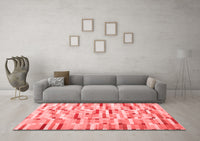 Machine Washable Abstract Red Contemporary Rug, wshcon679red