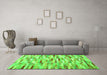 Machine Washable Abstract Green Contemporary Area Rugs in a Living Room,, wshcon679grn