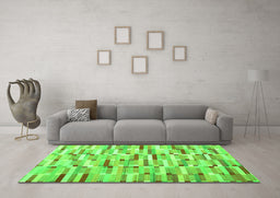 Machine Washable Abstract Green Contemporary Area Rugs in a Living Room,, wshcon679grn