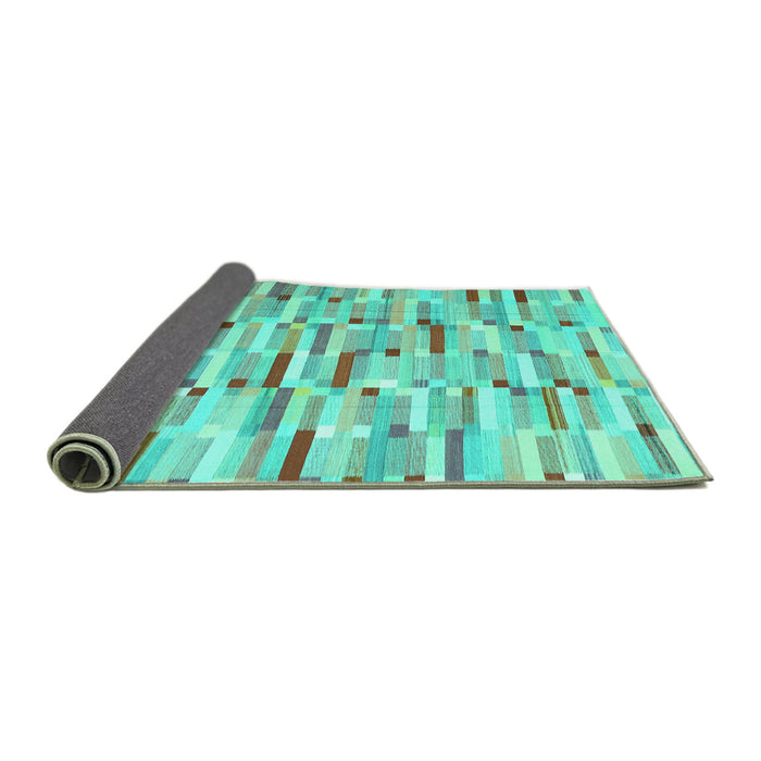 Sideview of Abstract Turquoise Contemporary Rug, con679turq