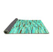 Sideview of Abstract Turquoise Contemporary Rug, con679turq