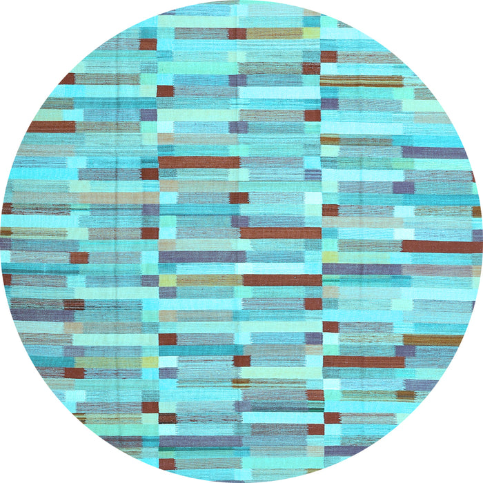 Round Machine Washable Abstract Light Blue Contemporary Rug, wshcon679lblu