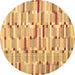 Round Abstract Brown Contemporary Rug, con679brn