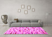 Machine Washable Abstract Pink Contemporary Rug in a Living Room, wshcon679pnk
