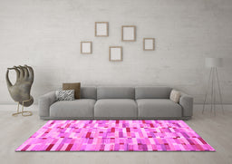 Machine Washable Abstract Pink Contemporary Rug in a Living Room, wshcon679pnk