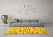 Machine Washable Abstract Yellow Contemporary Rug in a Living Room, wshcon679yw