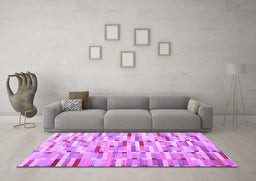 Machine Washable Abstract Purple Contemporary Area Rugs in a Living Room, wshcon679pur