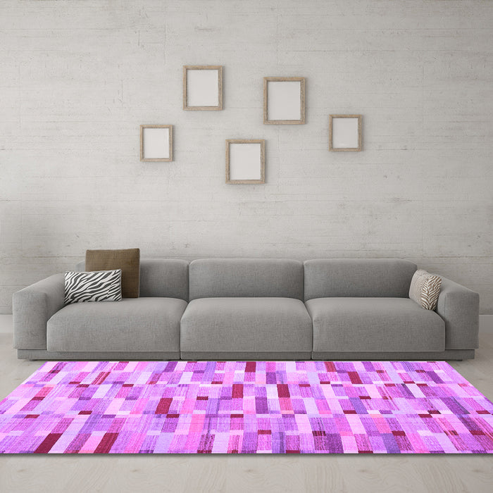 Machine Washable Abstract Purple Contemporary Area Rugs in a Living Room, wshcon679pur