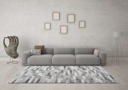 Machine Washable Abstract Gray Contemporary Rug in a Living Room,, wshcon679gry