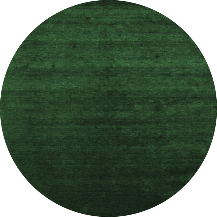 Round Machine Washable Abstract Emerald Green Contemporary Area Rugs, wshcon67emgrn