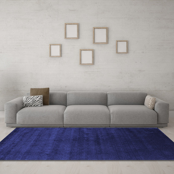 Machine Washable Abstract Blue Contemporary Rug in a Living Room, wshcon67blu