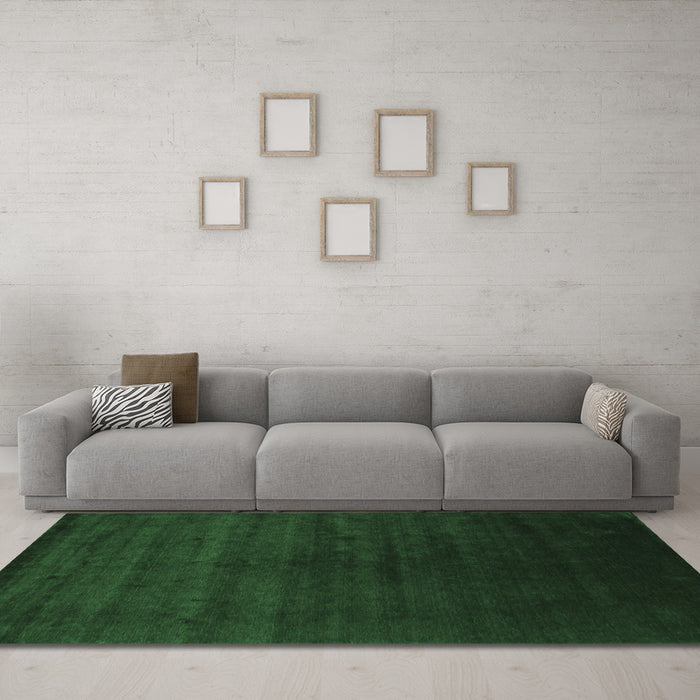 Machine Washable Abstract Emerald Green Contemporary Area Rugs in a Living Room,, wshcon67emgrn