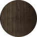 Round Abstract Brown Contemporary Rug, con67brn