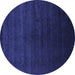 Round Abstract Blue Contemporary Rug, con67blu