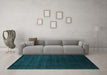 Machine Washable Abstract Turquoise Contemporary Area Rugs in a Living Room,, wshcon67turq