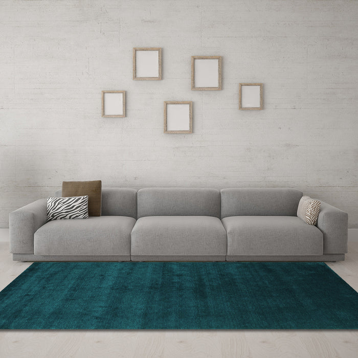 Machine Washable Abstract Turquoise Contemporary Area Rugs in a Living Room,, wshcon67turq