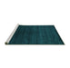 Sideview of Machine Washable Abstract Turquoise Contemporary Area Rugs, wshcon67turq