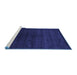 Sideview of Machine Washable Abstract Blue Contemporary Rug, wshcon67blu