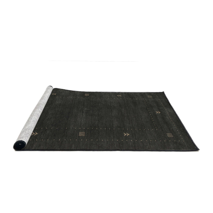 Serging Thickness of Machine Washable Contemporary Charcoal Black Rug, wshcon680