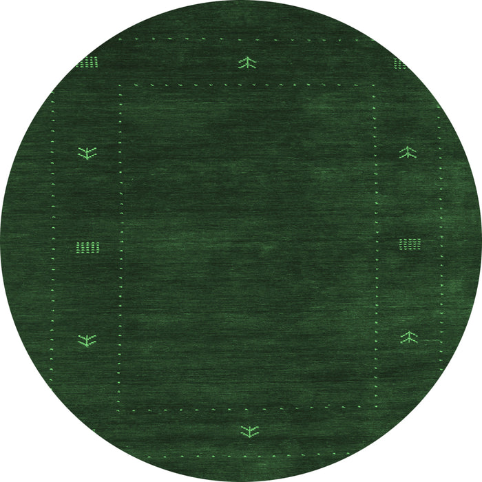 Round Machine Washable Abstract Emerald Green Contemporary Area Rugs, wshcon680emgrn