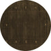 Round Abstract Brown Contemporary Rug, con680brn