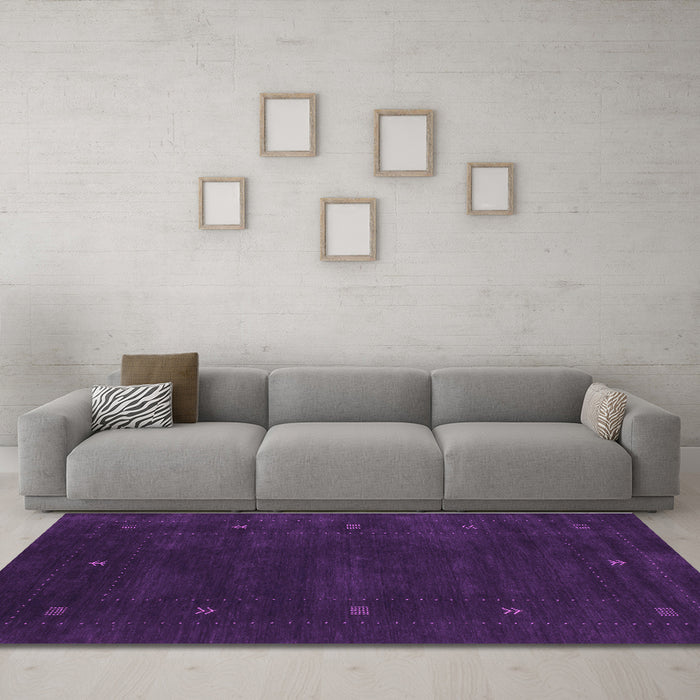 Machine Washable Abstract Purple Contemporary Area Rugs in a Living Room, wshcon680pur