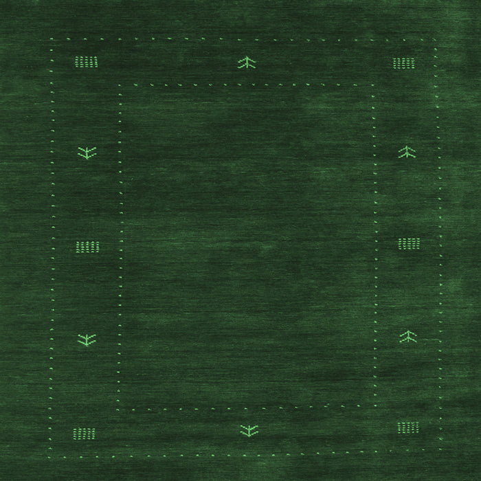 Square Machine Washable Abstract Emerald Green Contemporary Area Rugs, wshcon680emgrn