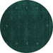 Round Abstract Turquoise Contemporary Rug, con680turq