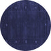 Round Machine Washable Abstract Blue Contemporary Rug, wshcon680blu