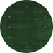 Round Abstract Emerald Green Contemporary Rug, con680emgrn