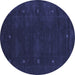 Round Abstract Blue Contemporary Rug, con680blu