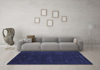 Machine Washable Abstract Blue Contemporary Rug, wshcon680blu
