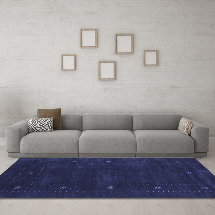 Machine Washable Abstract Blue Contemporary Rug in a Living Room, wshcon680blu